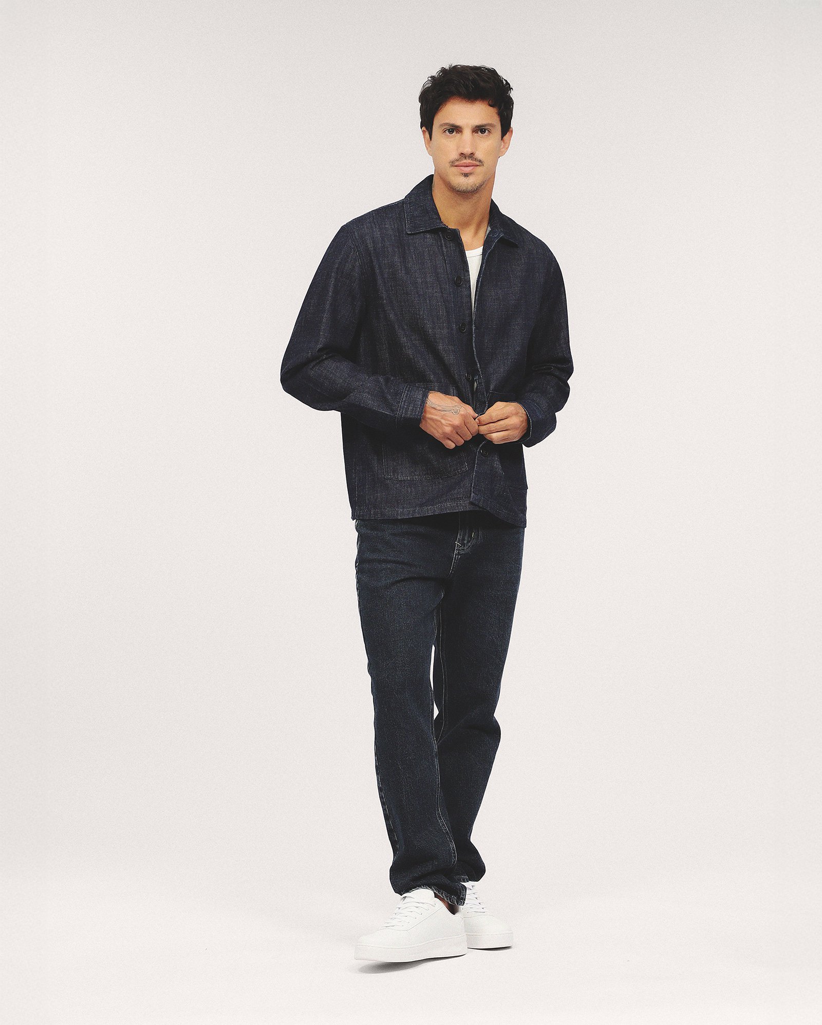 Overshirt jeans masculina - denim escuro | Pool Jeans