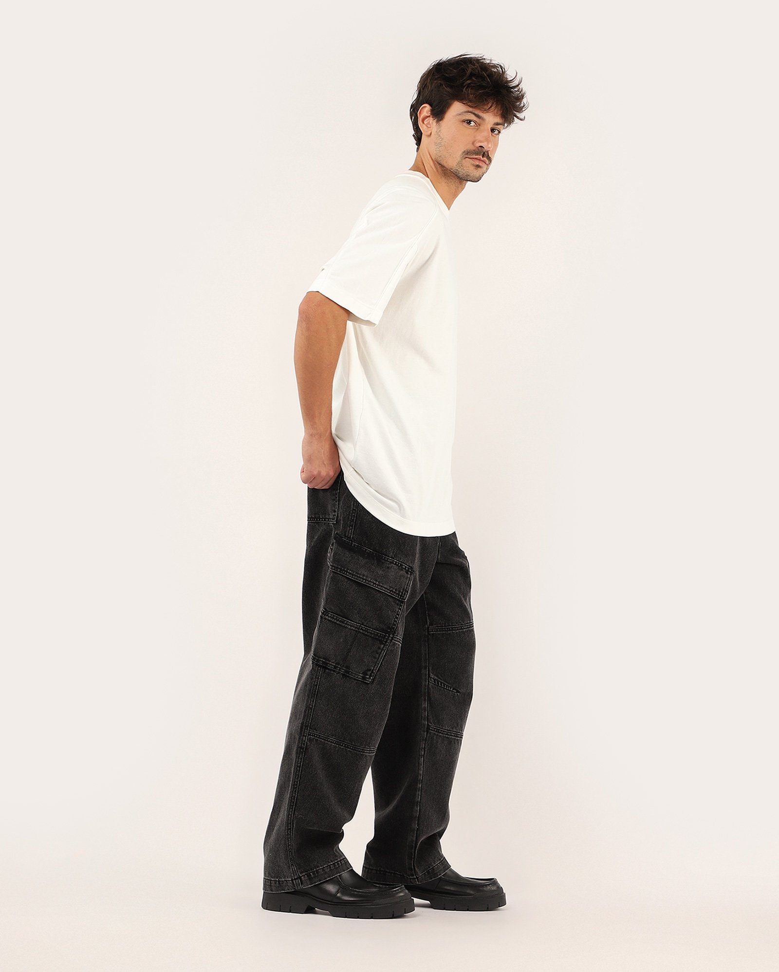 Calça black jeans masculina loose cargo | POOL 82