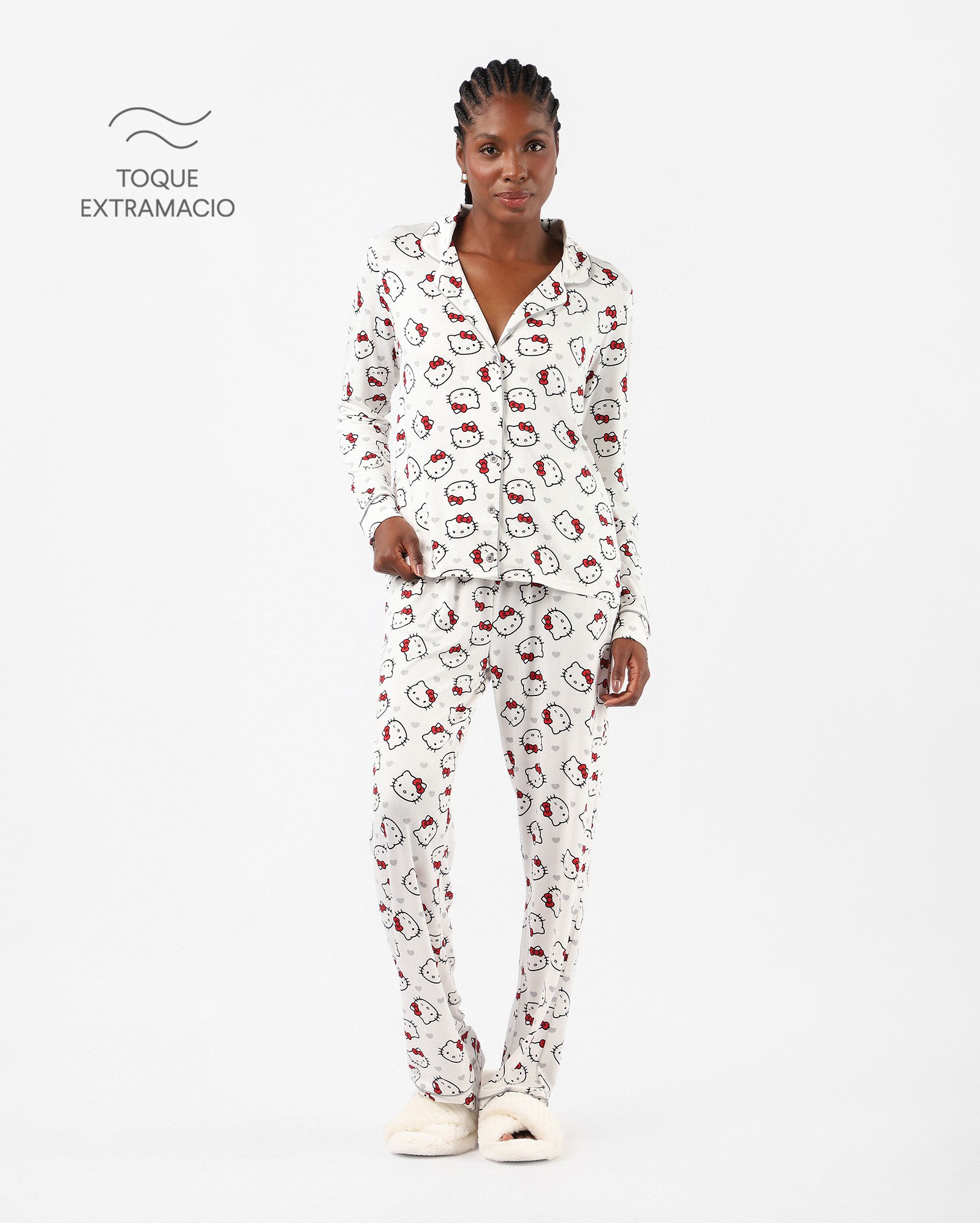 Pijama longo feminino americano Hello Kitty - branco | Sanrio