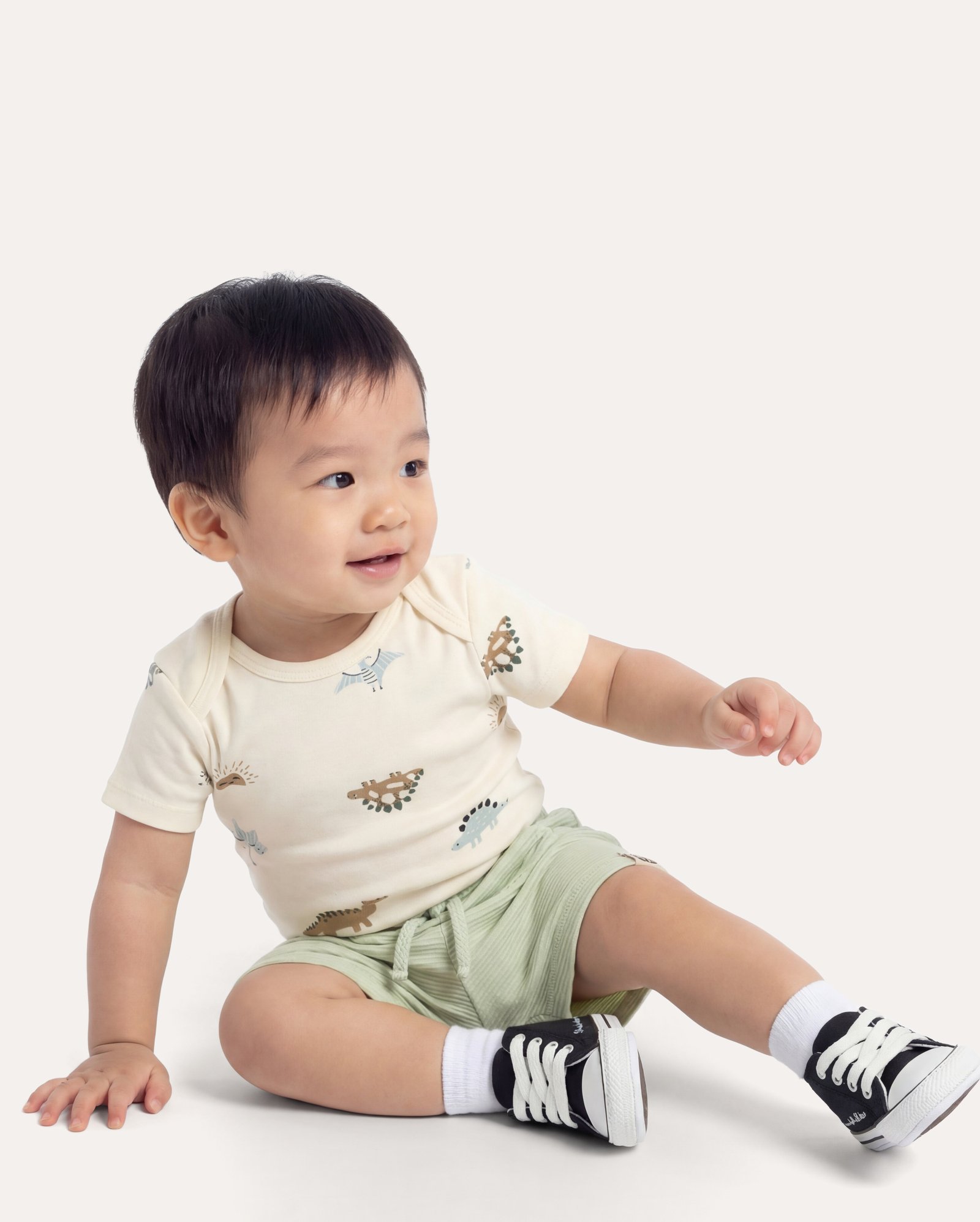 Short bebê saruel texturizado com bolso - Verde Claro