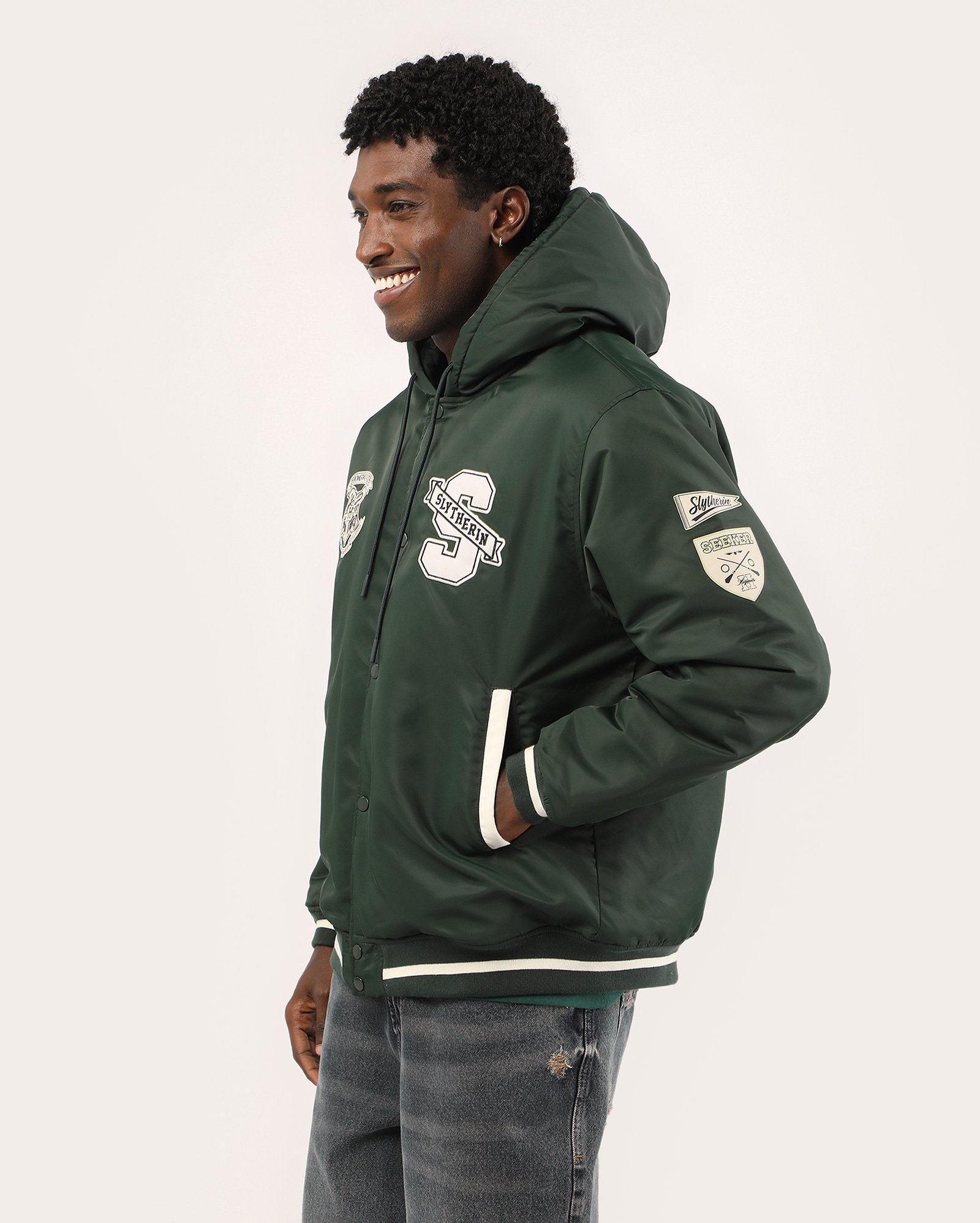 Jaqueta masculina bomber Sonserina com capuz - verde | FANLAB