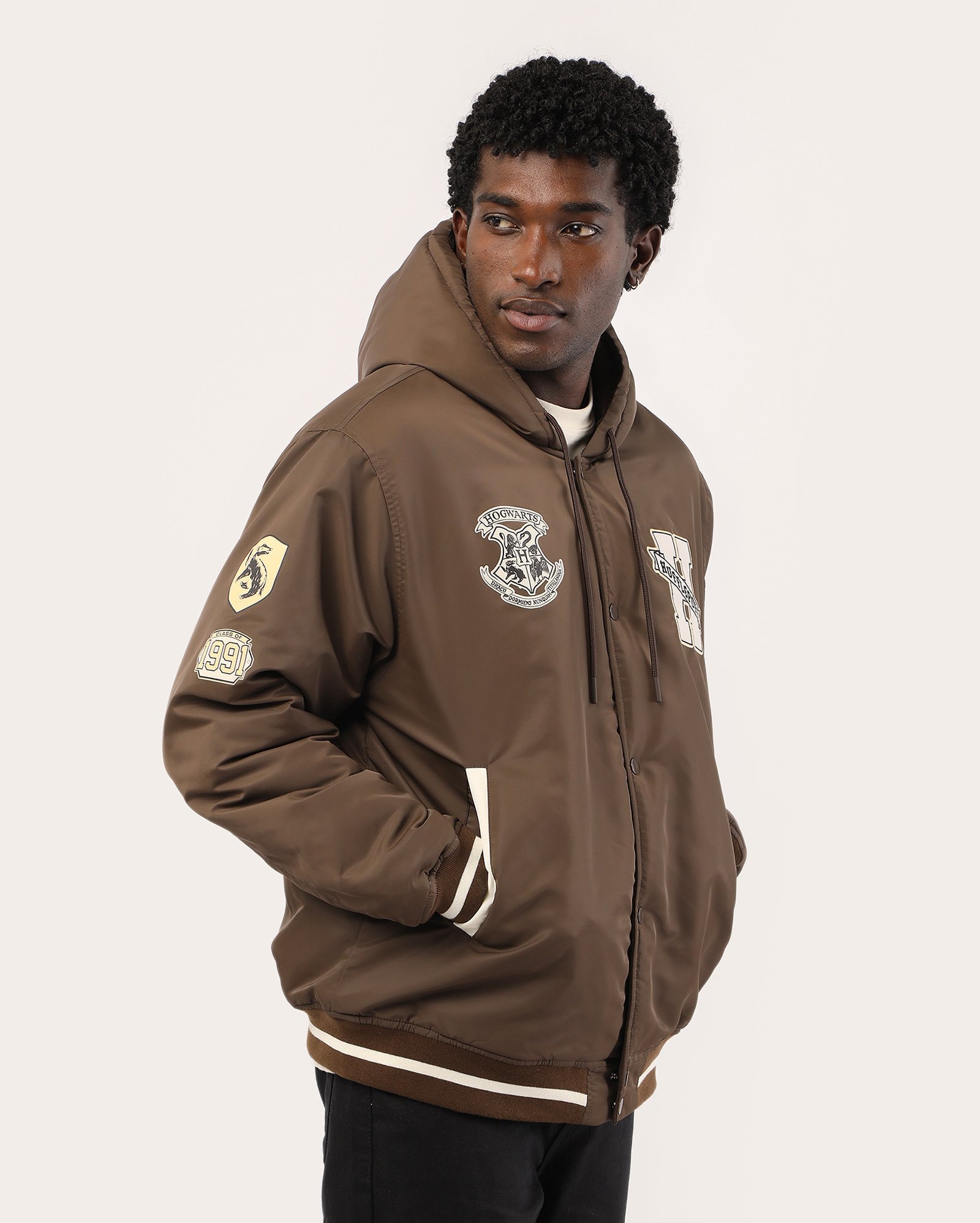 Jaqueta masculina bomber Lufa-Lufa com capuz - marrom | FANLAB