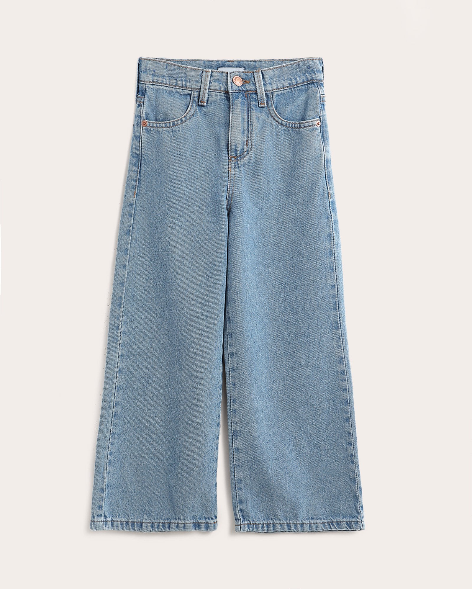 Calça jeans wide leg infantil 6-14A - denim claro - Jeans Clássico Claro