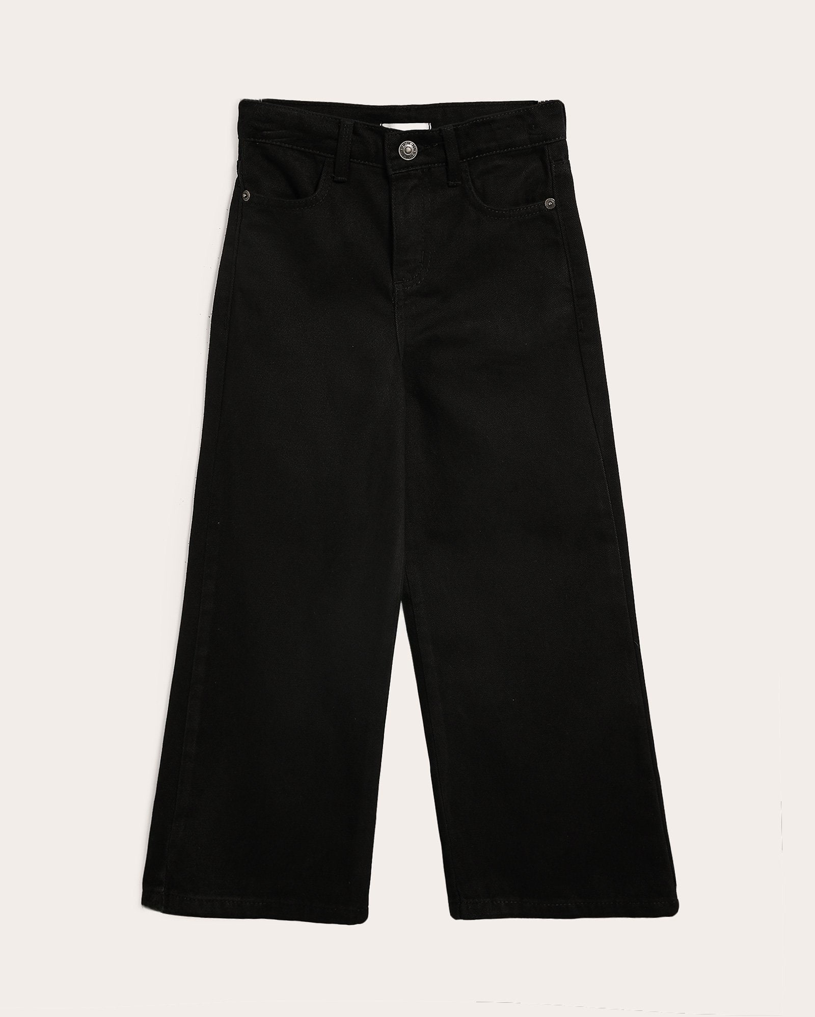 Calça sarja infantil wide leg 4-16A - preta