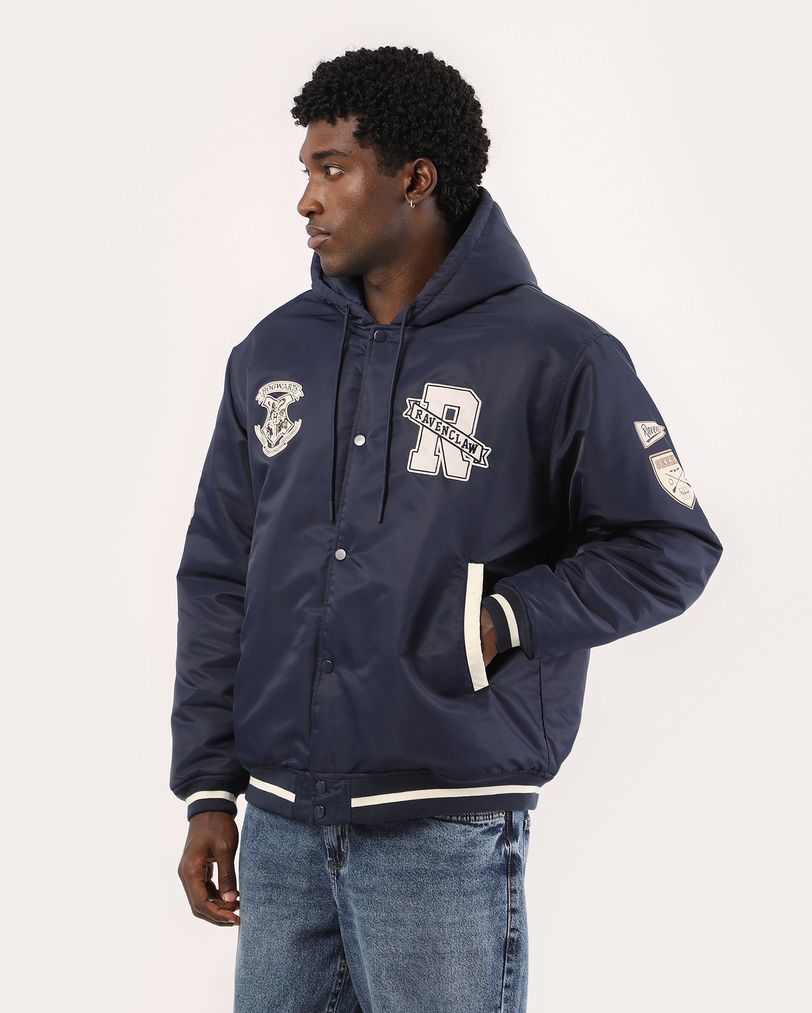 Jaqueta masculina bomber Corvinal com capuz - azul | FANLAB
