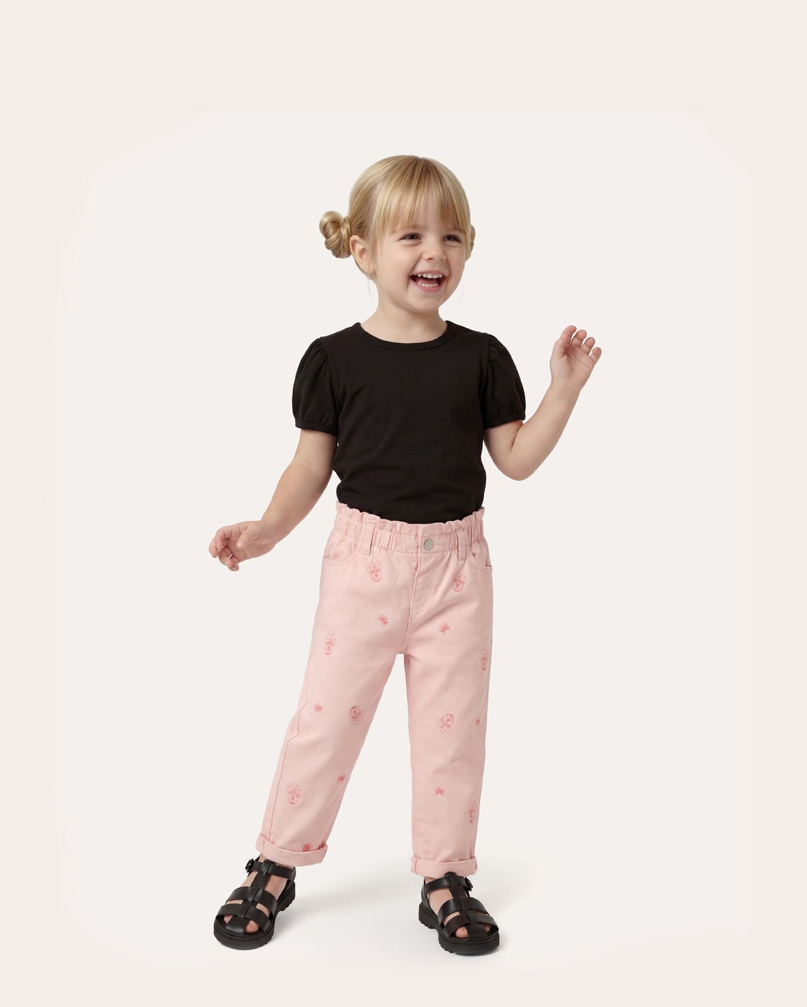 Calça sarja infantil baggy 1-6A - rosa | Disney