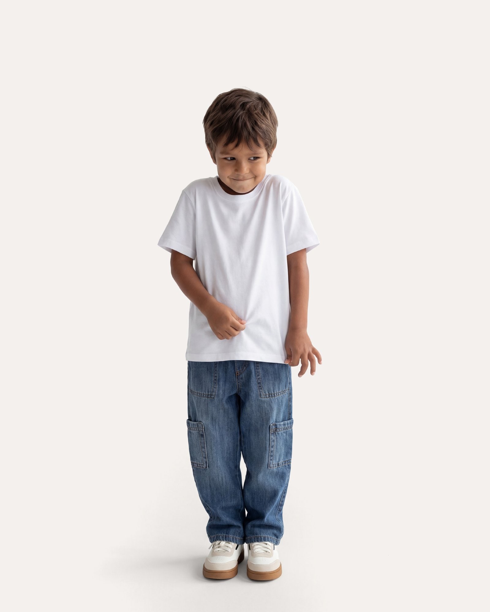 Calça jeans infantil cargo destonada 1-6A - denim escuro