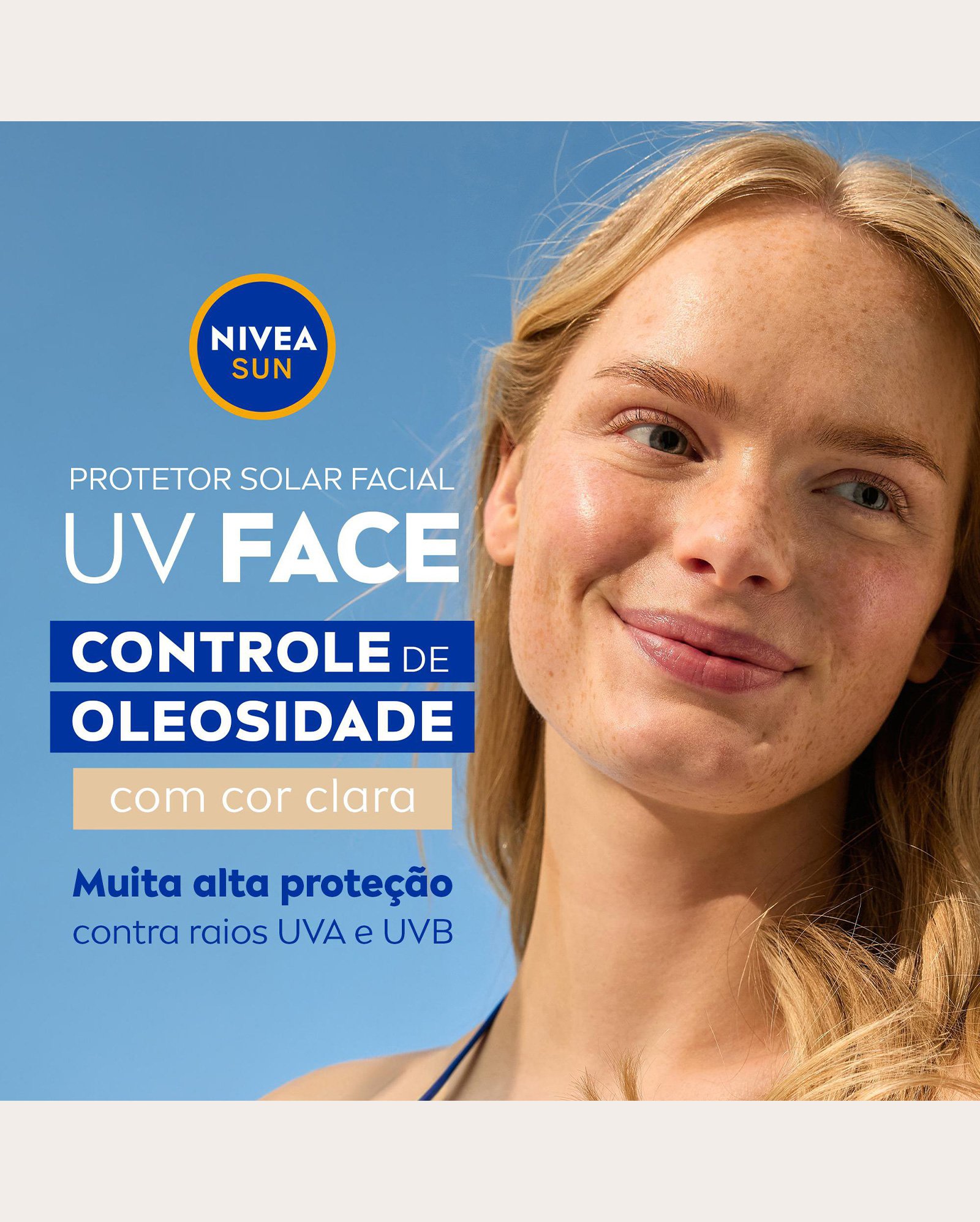 Protetor solar facial Sun UV controle de oleosidade FPS60 cor clara 50ml | Nivea