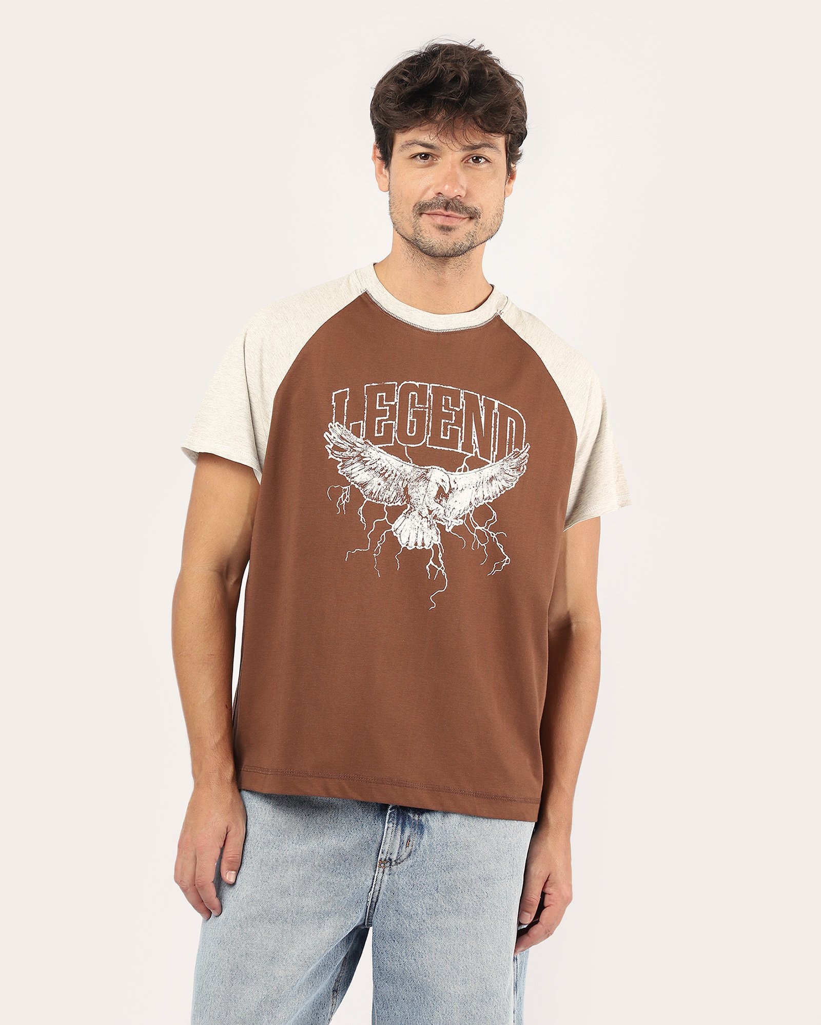 Camiseta masculina boxy legend - marrom