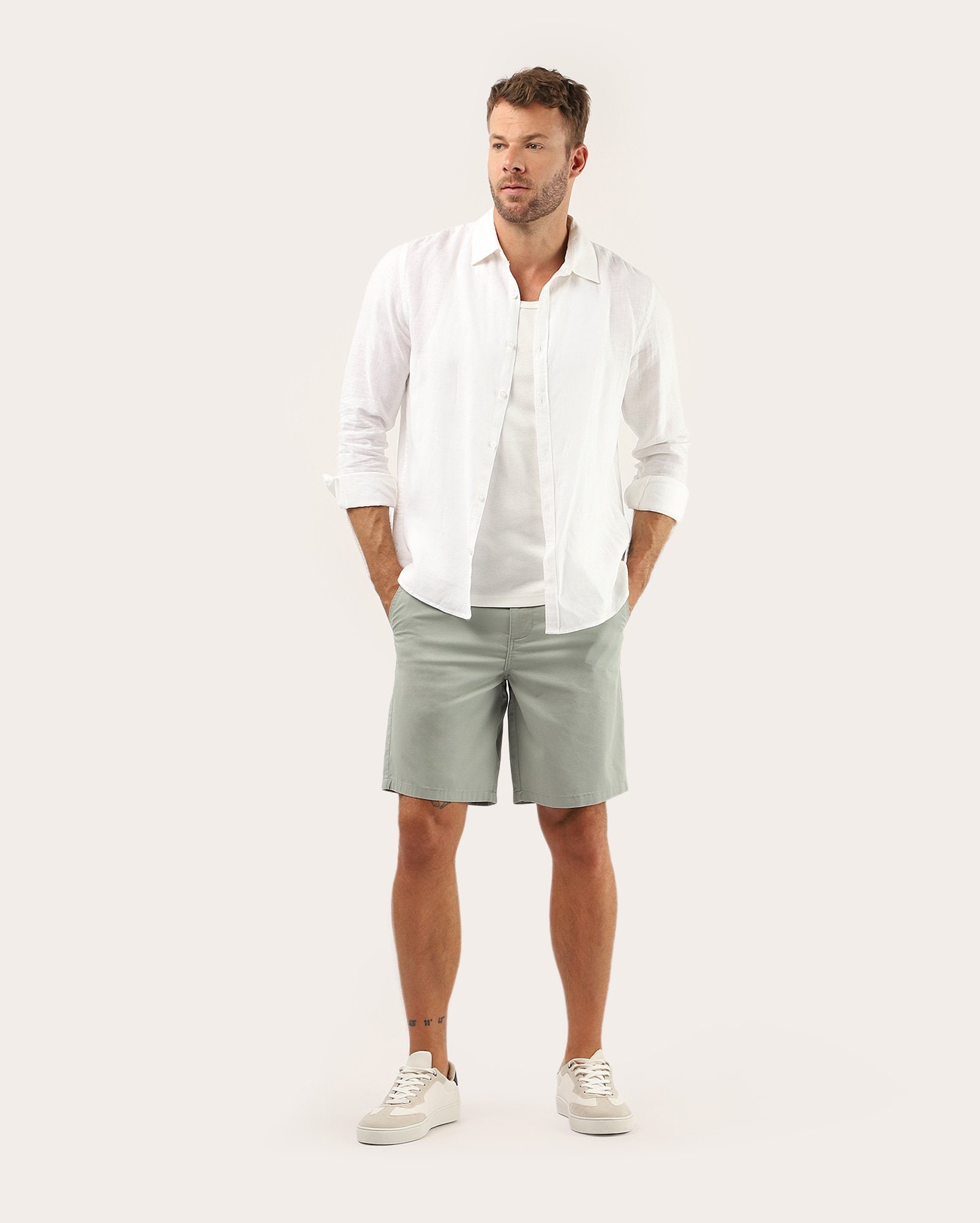 Bermuda sarja masculina reta chino - Cinza | Pool Jeans