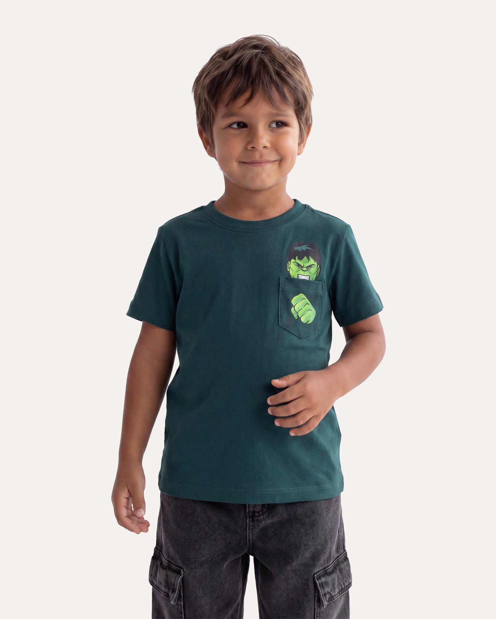 Camiseta infantil Hulk com bolso 1-6A - verde | Marvel