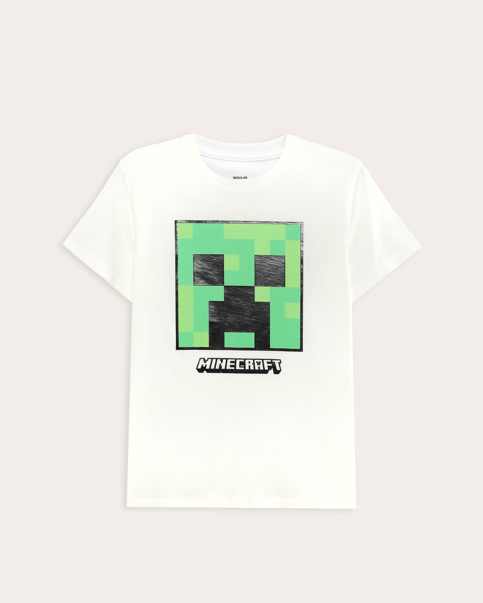 Camiseta infantil Creeper 6-14A - branca | Minecraft