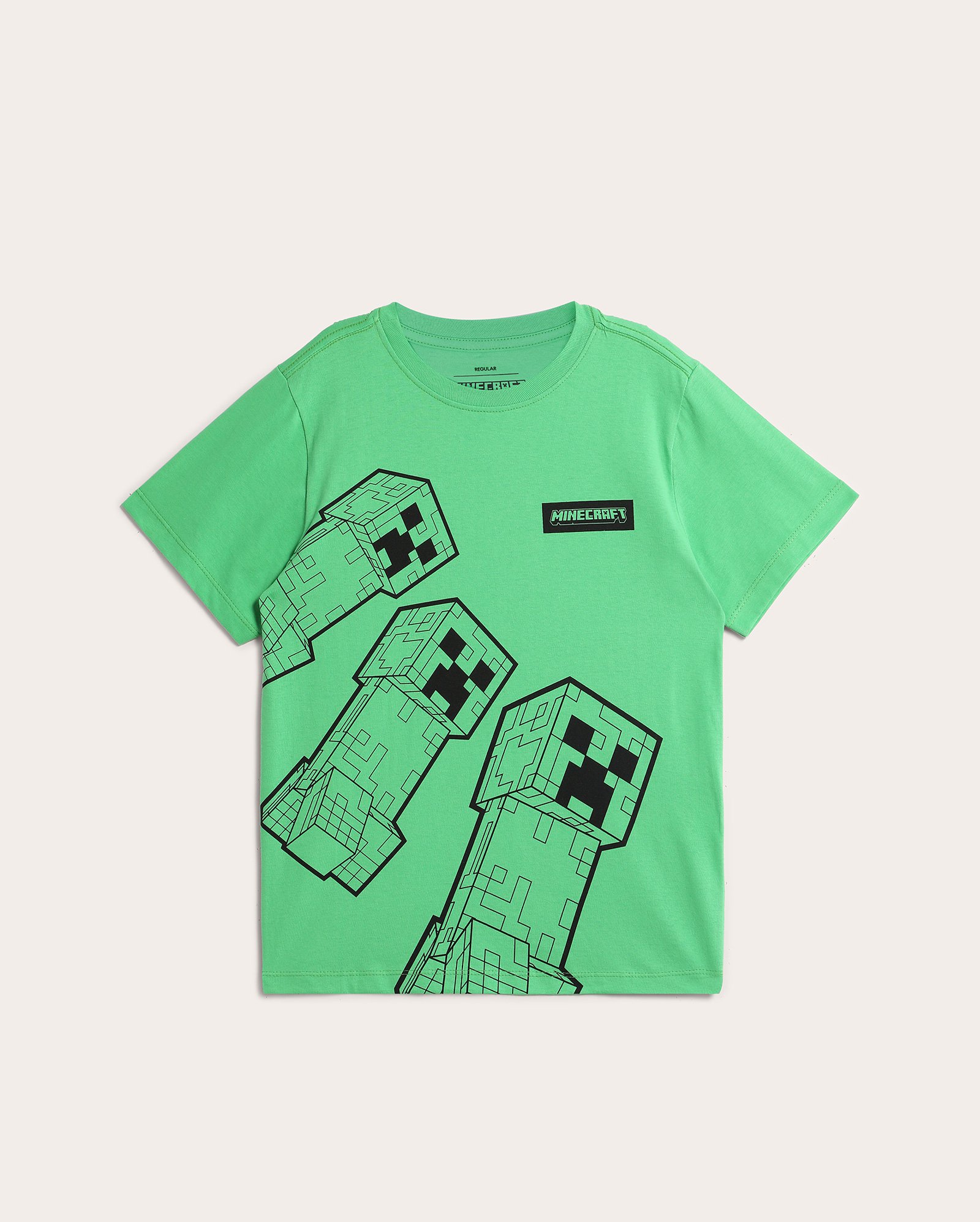 Camiseta infantil regular Creeper 6-14A - verde - Verde Claro | Minecraft