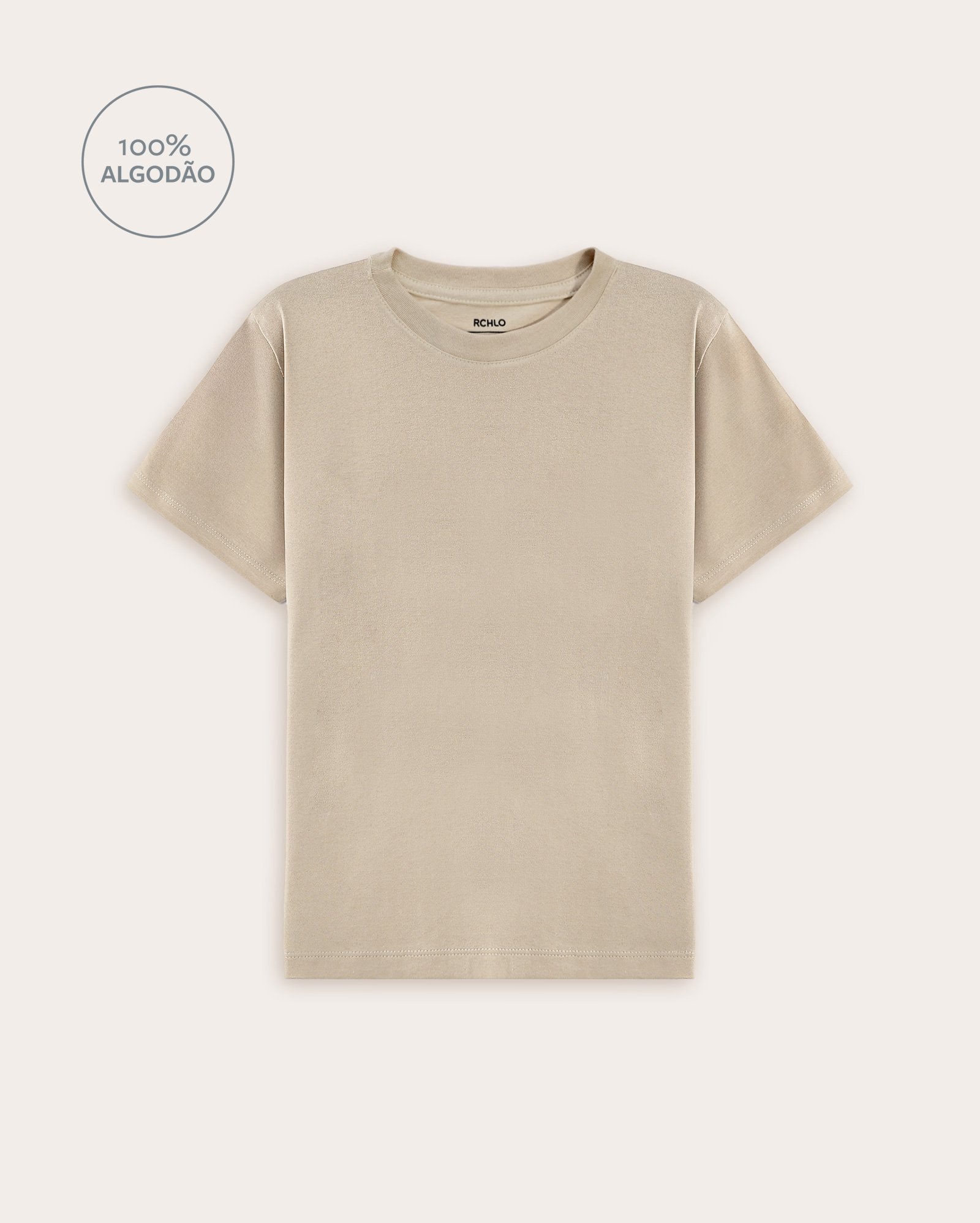 Camiseta infantil regular básica 6-14A - Bege