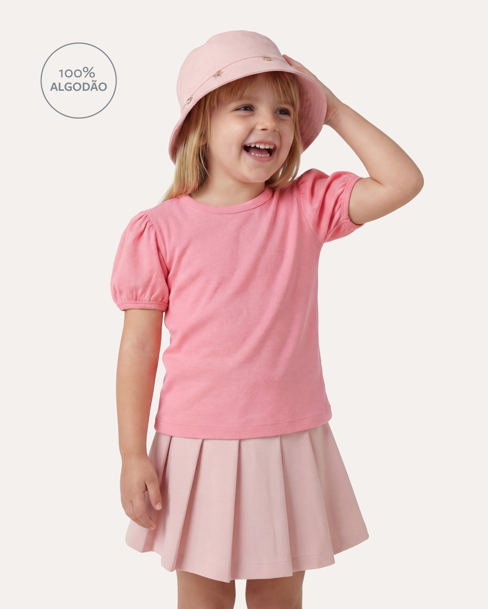Camiseta infantil bufante 1-6A - Rosa