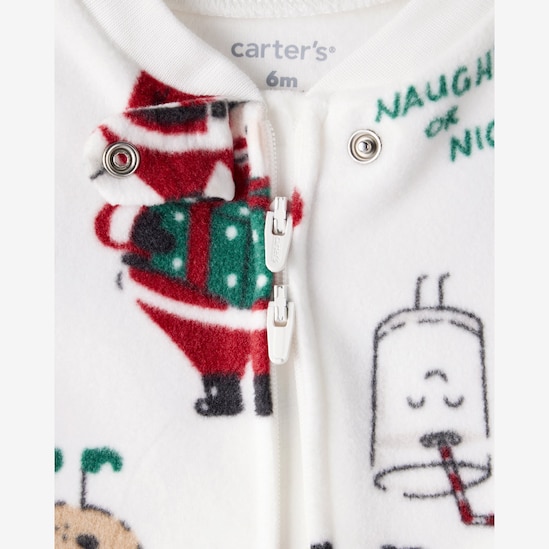 Macacão bebê em fleece com pezinhos natal - branco | Carter's