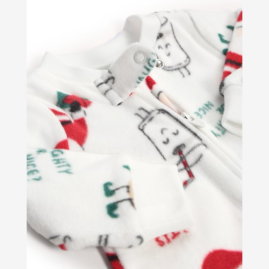 Macacão bebê em fleece com pezinhos natal - branco | Carter's