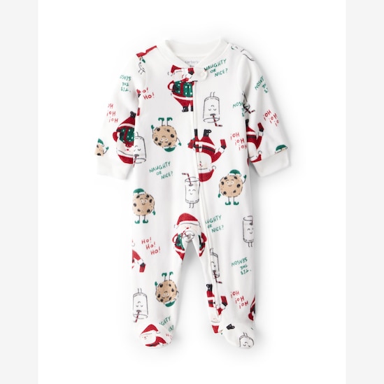 Macacão bebê em fleece com pezinhos natal - branco | Carter's