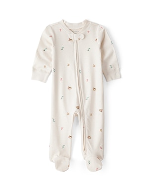 Macacão bebê em fleece com pezinhos natal - bege | Carter's