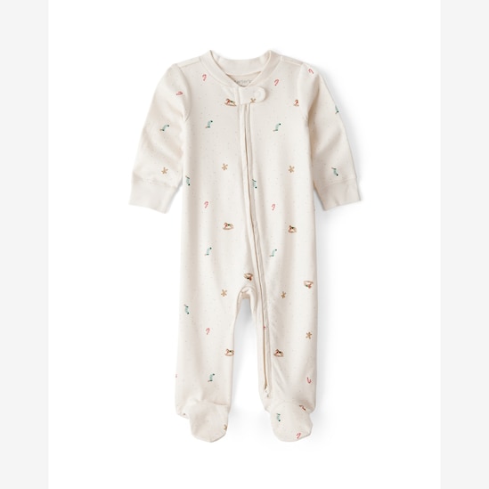 Macacão bebê em fleece com pezinhos natal - bege | Carter's