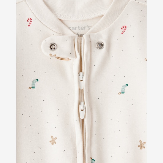 Macacão bebê em fleece com pezinhos natal - bege | Carter's