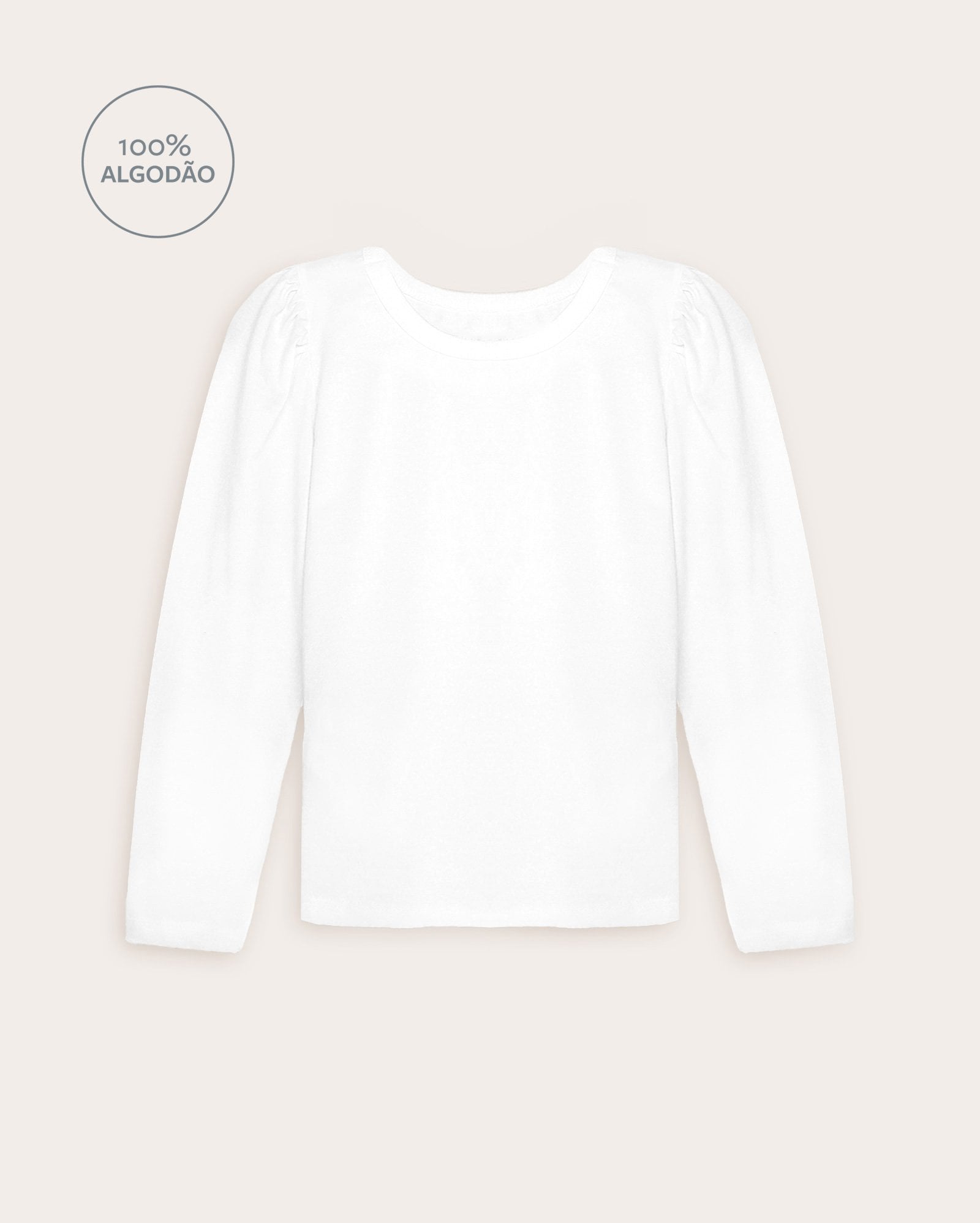 Camiseta infantil básica manga longa 1-6A - Branco