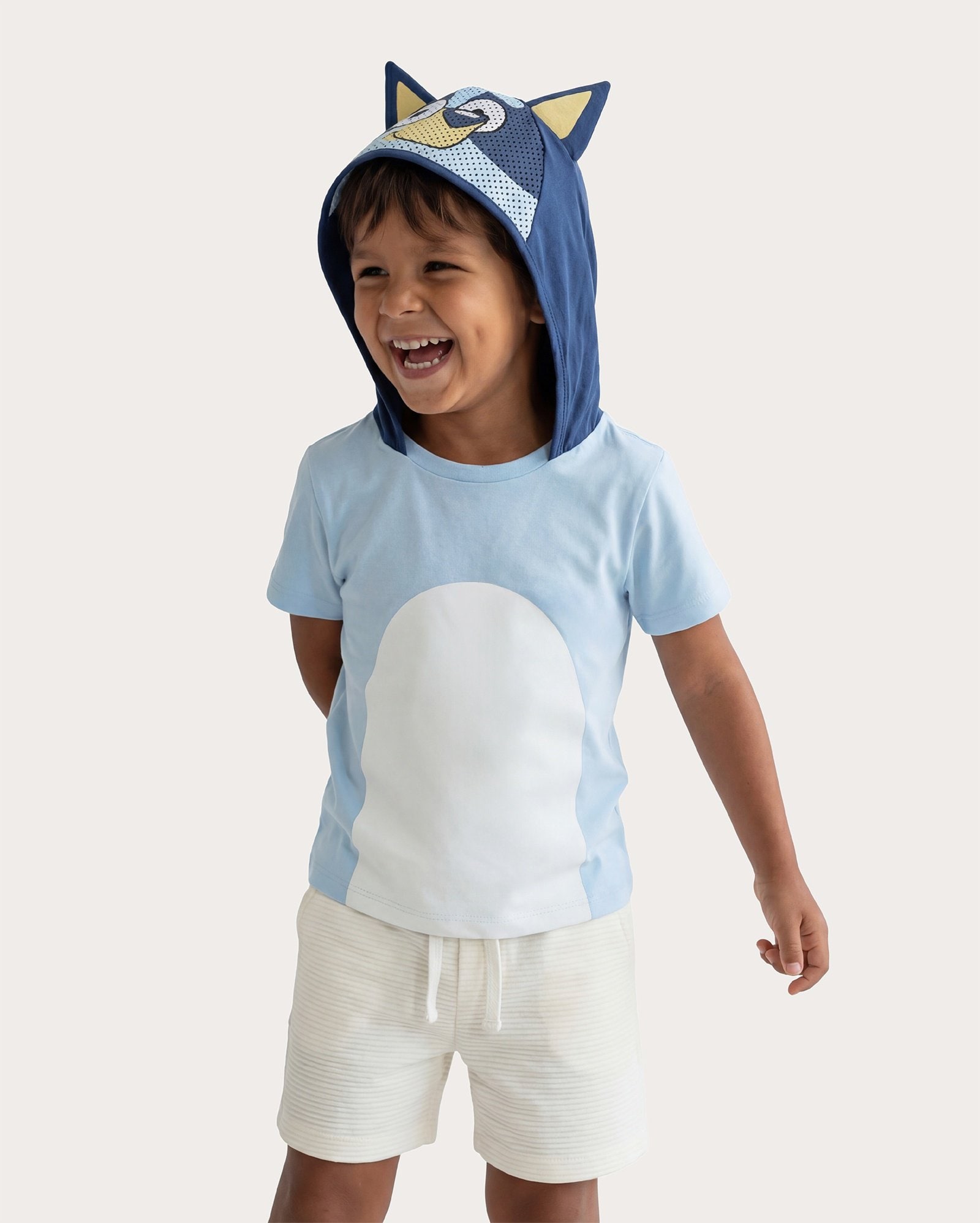 Camiseta infantil Bluey com capuz interativo 2-6A - azul | BBC
