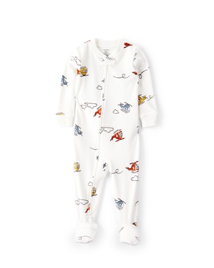 Macacão pijama infantil em plush helicóptero - branco | Carter's