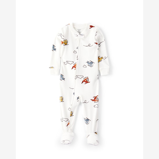 Macacão pijama infantil em plush helicóptero - branco | Carter's