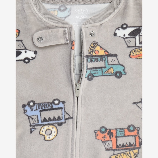 Macacão pijama infantil em plush food truck - cinza | Carter's