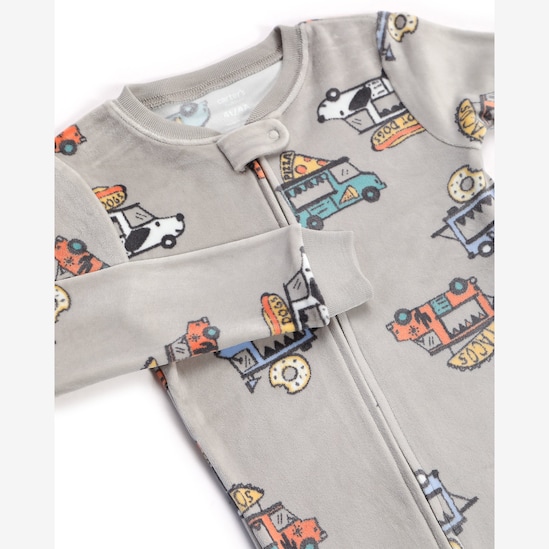 Macacão pijama infantil em plush food truck - cinza | Carter's