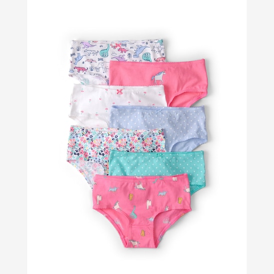 Kit calcinha infantil 7 peças estampas variadas - multicor | Carter's