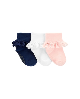Kit meia infantil 3 pares babado rendado - multicor | Carter's