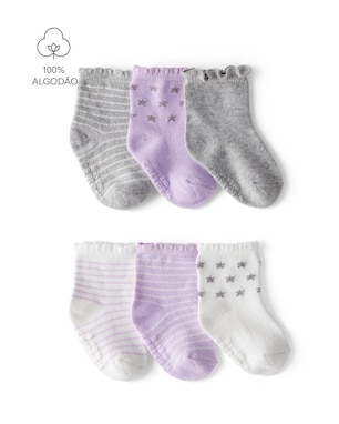 Kit meia bebê 6 pares com ripple mescla - multicor | Carter's