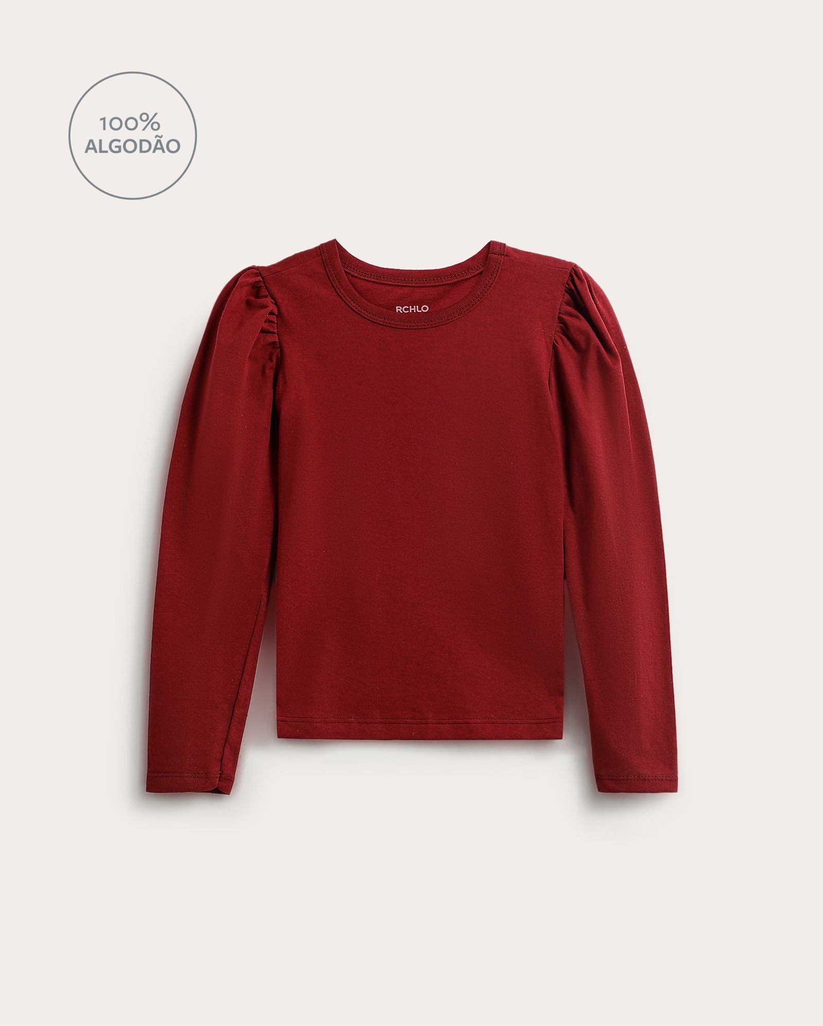 Camiseta infantil básica 6-14A - Vermelho Escuro