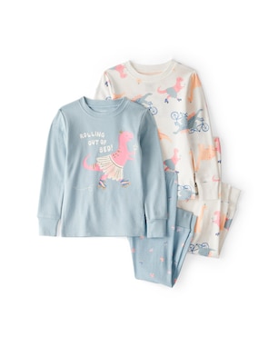 Pijama longo bebê 4 peças dinossauro princesa - multicor | Carter's