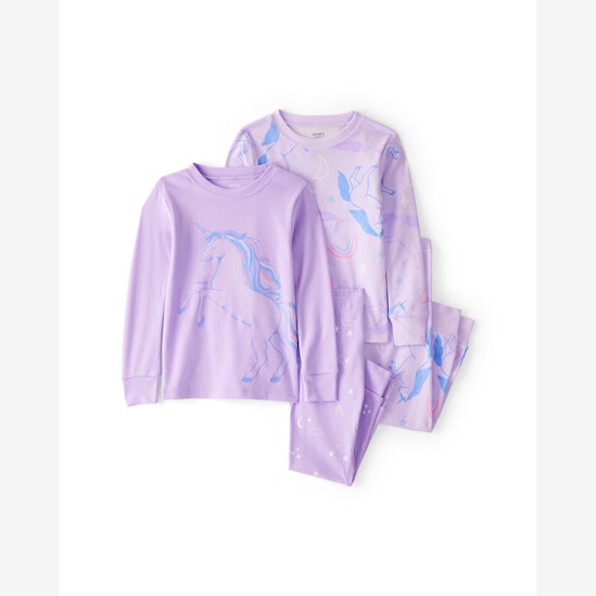 Pijama longo bebê 4 peças unicórnios - lilás | Carter's