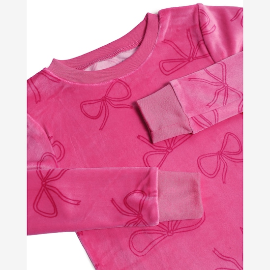 Pijama longo infantil 2 peças em plush laço - rosa | Carter's
