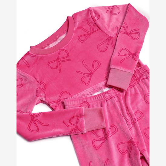 Pijama longo infantil 2 peças em plush laço - rosa | Carter's