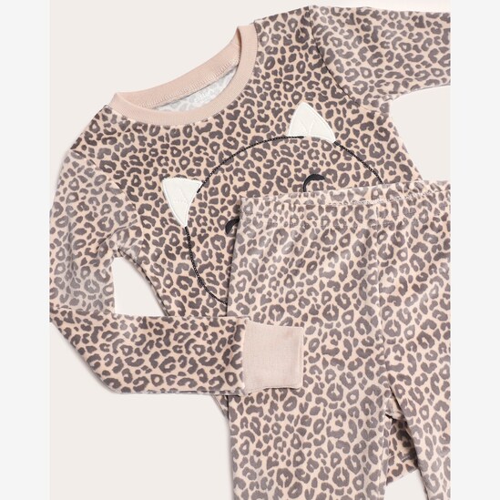 Pijama longo infantil 2 peças em plush onça - bege | Carter's