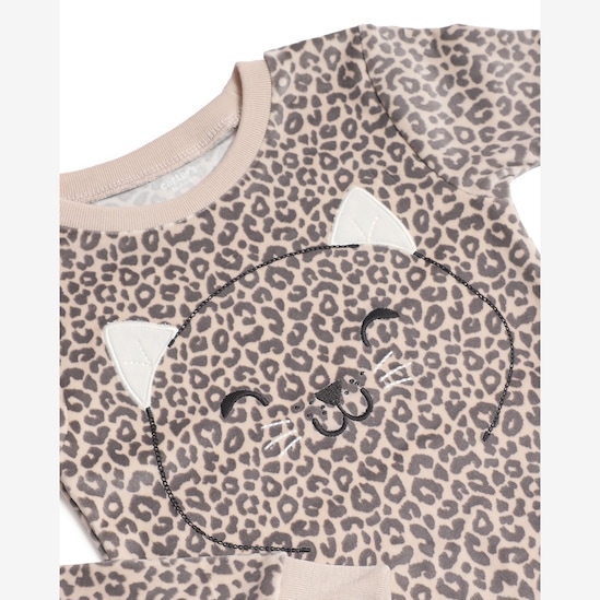 Pijama longo infantil 2 peças em plush onça - bege | Carter's