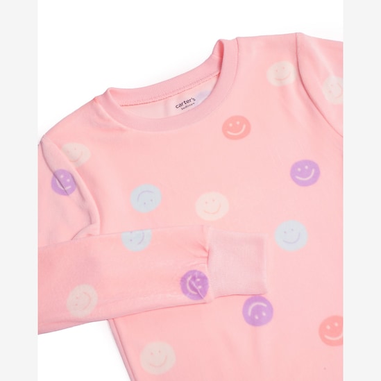 Pijama longo infantil 2 peças em plush sorrisos - rosa | Carter's