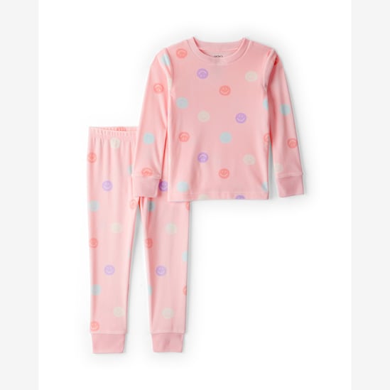 Pijama longo infantil 2 peças em plush sorrisos - rosa | Carter's