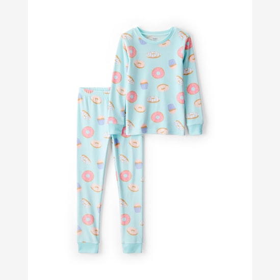 Pijama longo infantil 2 peças em plush docinhos - azul | Carter's