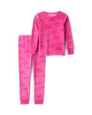 Pijama longo infantil 2 peças em plush laço - rosa | Carter's