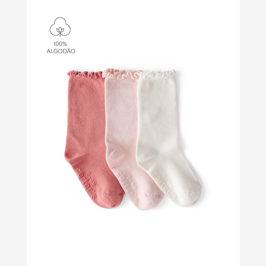 Kit meia infantil 3 pares em ripple - multicor | Carter's