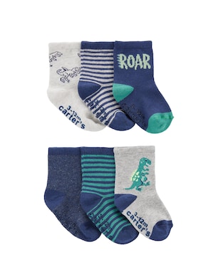 Kit meia bebê 6 pares cano longo roar - multicor | Carter's
