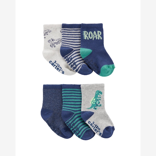 Kit meia bebê 6 pares cano longo roar - multicor | Carter's