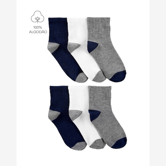 Kit meia infantil 6 pares com cano longo mescla - multicor | Carter's