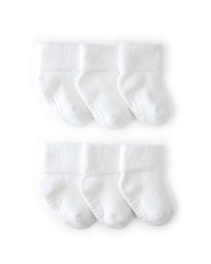 Kit meia bebê 6 pares com cano médio dobrado - branco | Carter's